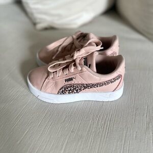 Puma Girls' Pink Sneakers with Leopard Stripe | Size 11C